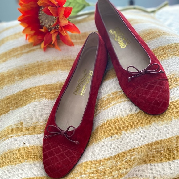 Salvatore Ferragamo Shoes - Women’s Salvatore Ferragamo 9.5 red suede ballet flats